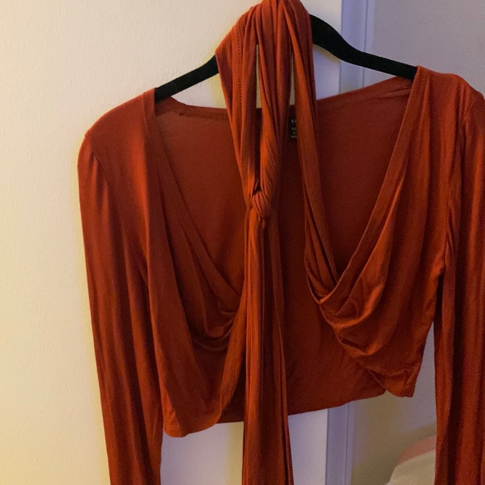 Shein cross tie crop top